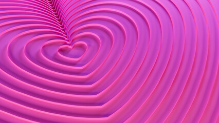 3d illustration of decorative background of hearts of different sizes of violet color to be used in material about romance