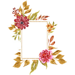 autumn flower watercolor frame decoration