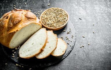 Sliced bread with grain.