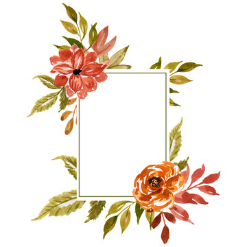 autumn flower watercolor frame decoration