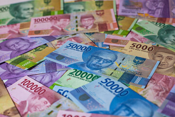 Various types of Indonesia rupiah money Bank Notes