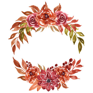 autumn flower watercolor wreath arrangement