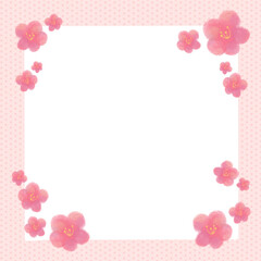 梅いっぱい和柄フレーム/赤