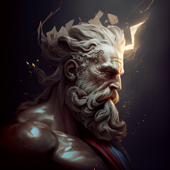 Portrait of Zeus, Statue of Zeus, god statue, greek god zeus