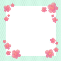 梅いっぱい和柄フレーム/緑