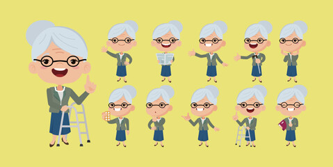 Old people with different poses