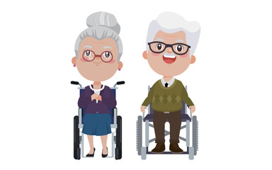 Old people with different poses