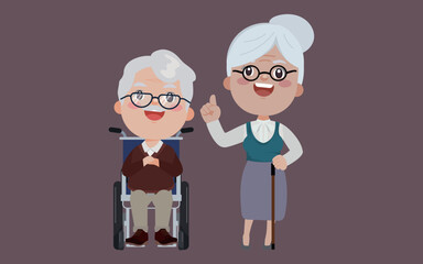 Old people with different poses