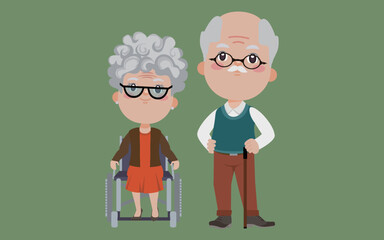 Old people with different poses