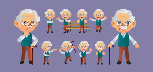 Old people with different poses