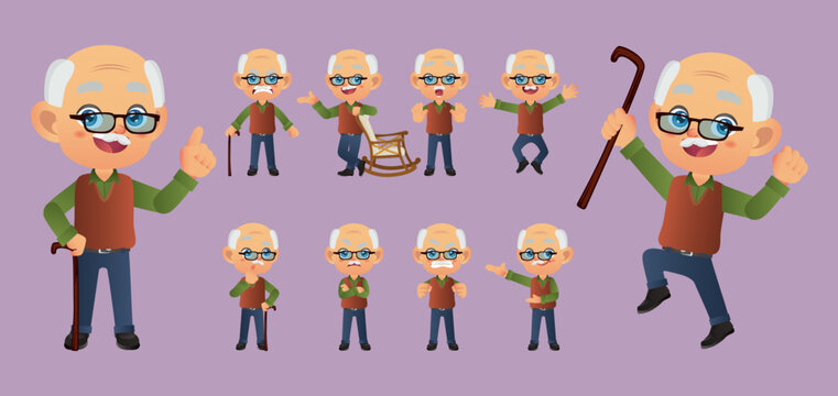 Old people with different poses