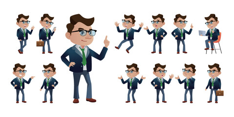 Set of business people with different poses