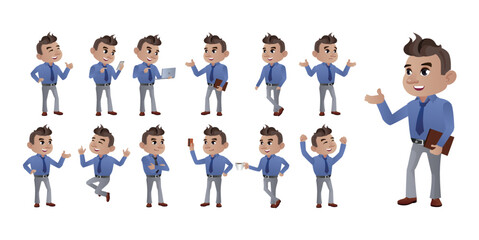 Set of business people with different poses