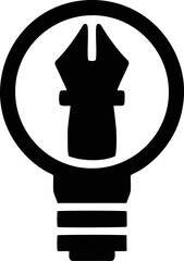 Idea icon symbol in black, creative inovation bulb symbol vector image