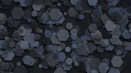 Illustration of a blue gray background with interlaced hexagons at different distances