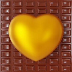 Valentine's Day Background: hearts on a chocolate bar background (3D Rendering)