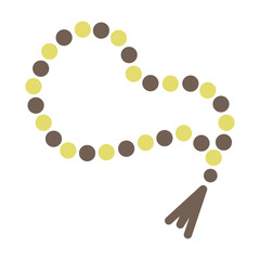 hand drawn brown and green prayer beads illustration