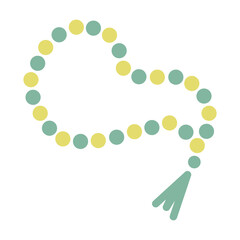 hand drawn blue and green prayer beads illustration