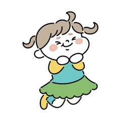 ジャンプするかわいい女の子のイラスト素材