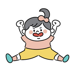 ジャンプするかわいい女の子のイラスト素材