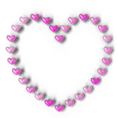 Valentine's Day Background: Frame with cute little colorful hearts (3D Rendering)