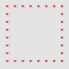 Valentine's Day Background Frame with gold hearts (3D Rendering)