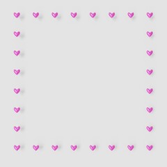 Valentine's Day Background Frame with pink hearts (3D Rendering)