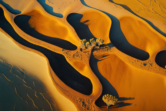 wind music, aerial abstract pictures of Africa's deserts. aerial perspective of desert landscapes, Abstract Naturalism, modern photo art, ranging from the abstract to the figurative. Generative AI