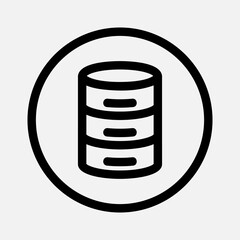 Database icon in line style about essentials, use for website mobile app presentation