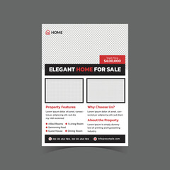 Naklejka premium Red and black flyer design, Professional home sale flyer design template, corporate real estate flyer design, Real Estate Agency Flyer Template Design