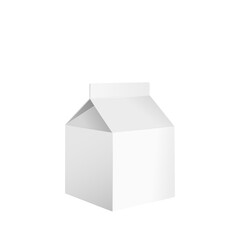 Karton na mleko, sok, napój roślinny lub inny. Białe kartonowe opakowanie. Wzór pudełka do wykorzystania w wizualizacji projektu. - obrazy, fototapety, plakaty
