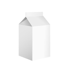 Karton na mleko, sok, napój roślinny lub inny. Białe kartonowe opakowanie. Wzór pudełka do wykorzystania w wizualizacji projektu.