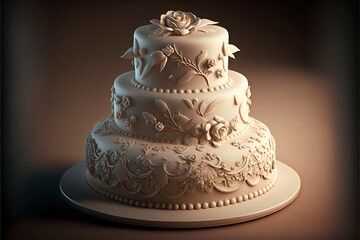 Pi&egrave;ce montr&eacute;e de g&acirc;teau de mariage blanc