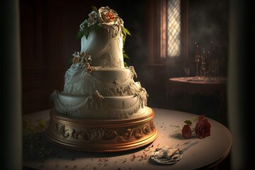 Pi&egrave;ce montr&eacute;e de g&acirc;teau de mariage blanc