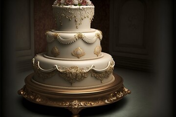 Pi&egrave;ce montr&eacute;e de g&acirc;teau de mariage blanc