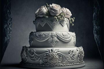 Pi&egrave;ce montr&eacute;e de g&acirc;teau de mariage blanc
