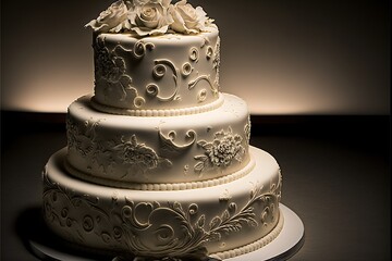 Pi&egrave;ce montr&eacute;e de g&acirc;teau de mariage blanc