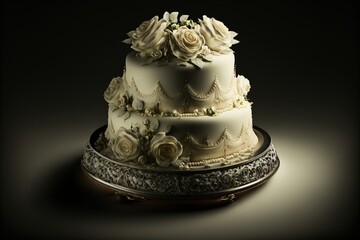 Pi&egrave;ce montr&eacute;e de g&acirc;teau de mariage blanc