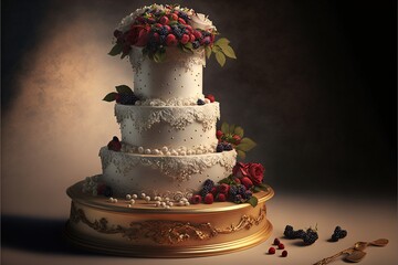 Pi&egrave;ce montr&eacute;e de g&acirc;teau de mariage blanc