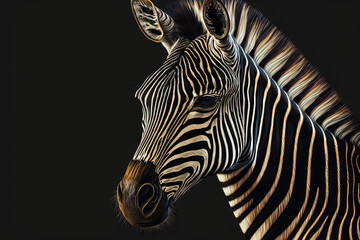 A zebra in close up. Generative AI