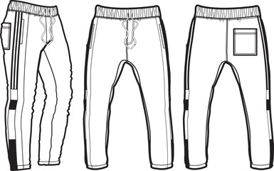 Jogger Fashion Flat Template Vector Sketch