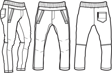 Jogger Fashion Flat Template Vector Sketch