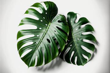Monstera leaves white background