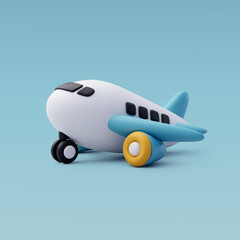 3d Vector Cartoon Airplane, Summer Journey, Time to Travel concept.