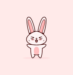 very happy bunny animal character cartoon vector illustration