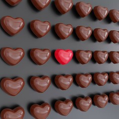 Valentine's Day: Background with cute little colorful hearts (3D Rendering)