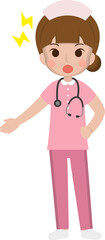 Female medical worker angry, medical staff, emoji cartoon
