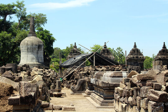 Ruins of Plaosan temple stupa in Java Taken July 2022.