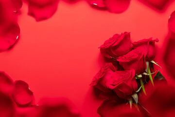 Fototapeta na wymiar Valentines day greeting card with rose flowers
