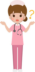 Female medical worker questioning, medical staff, emoji cartoons